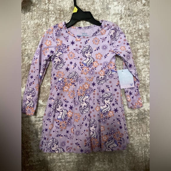 Disney Other - Disney Frozen Elsa Purple and Orange Floral Kids Long Sleeve Dress size 3T-NWT
